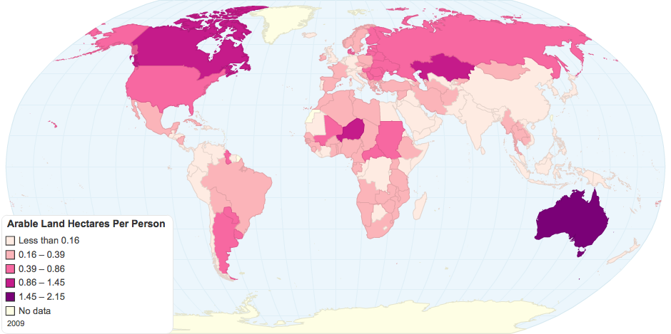 Haritav maa (ha) inimese kohta 2009