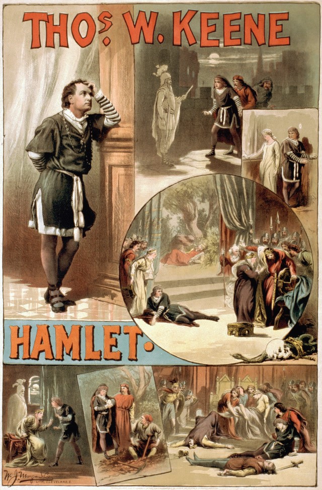 "Hamleti" reklaamplakat erinevate stseenidega "Hamletist".