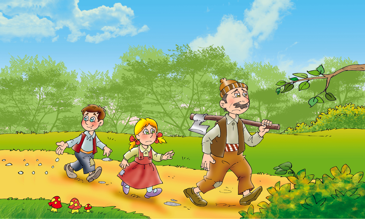 Isa läheb koos lastega metsa. Hans poetab selja taha leivapuru.