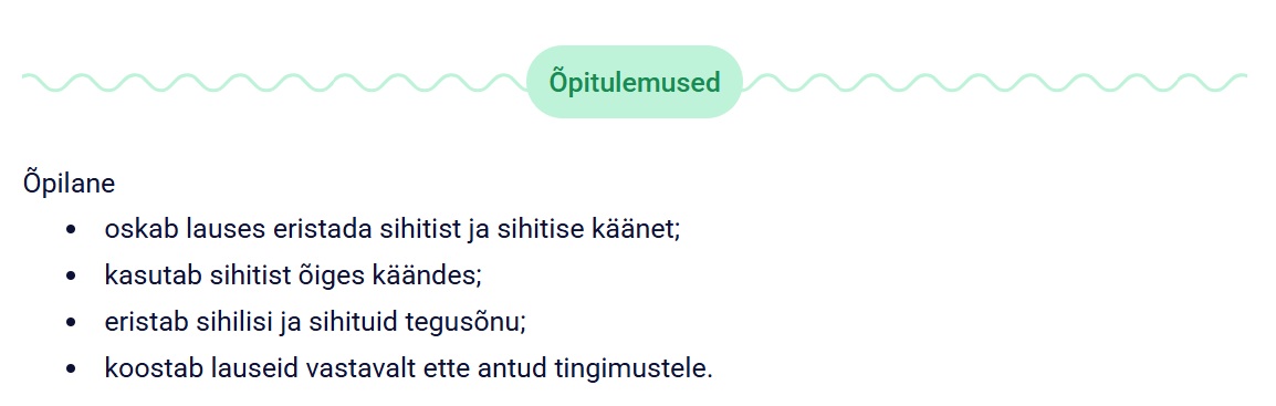 Kuvatõmmis lisamaterjalide nimekirjast