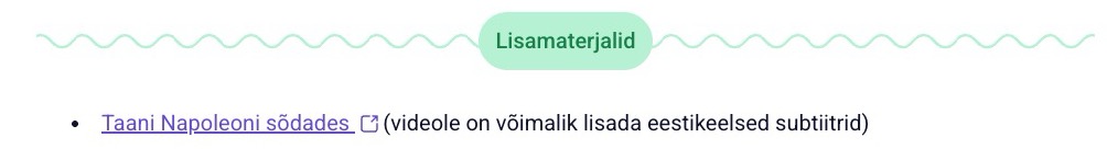 Näide lisamaterjalidest