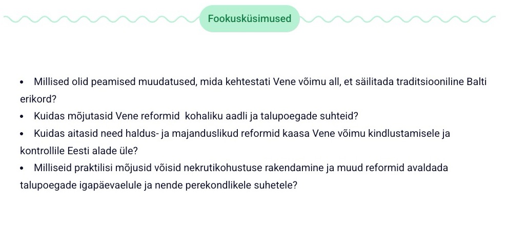 Näidis fookusküsimustest