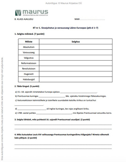Kontrolltöö näidis