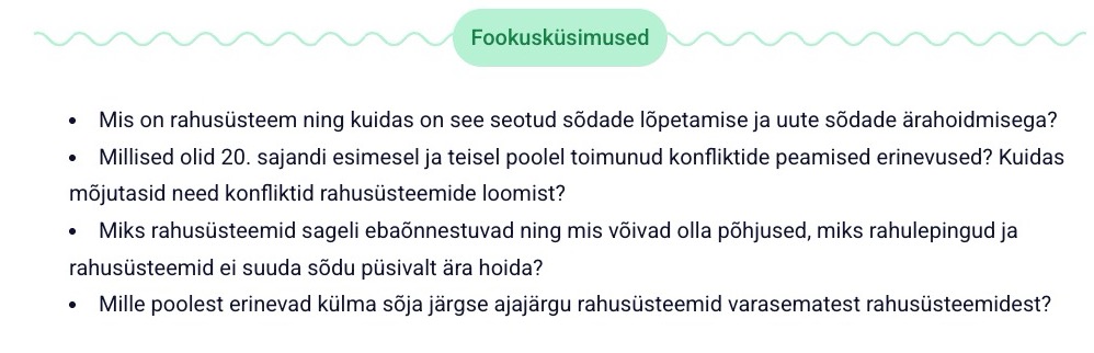Fookusküsimuste näidis