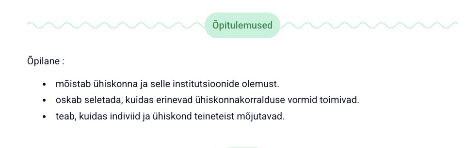 Õpitulemuste näidis.