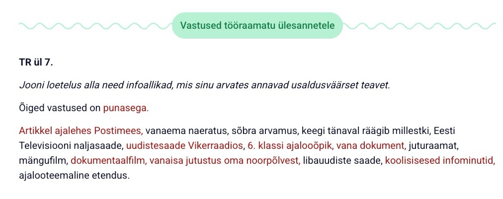 Vastuste näidis