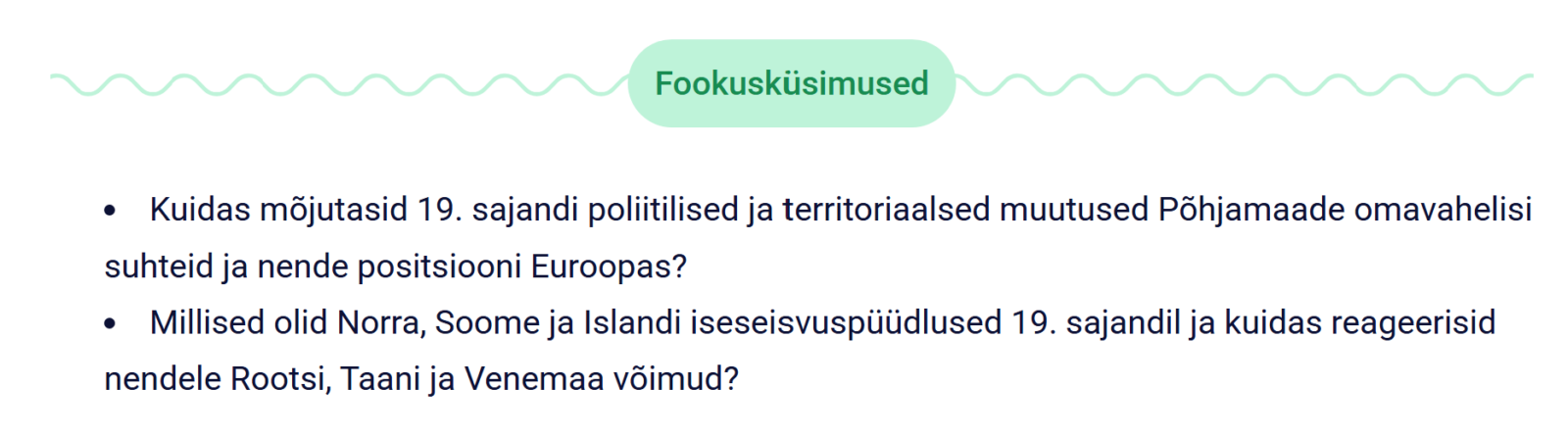 Fookusküsimused loend. 